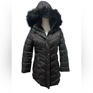 Kenneth Cole Women's Black Hooded Puffer Coat size S